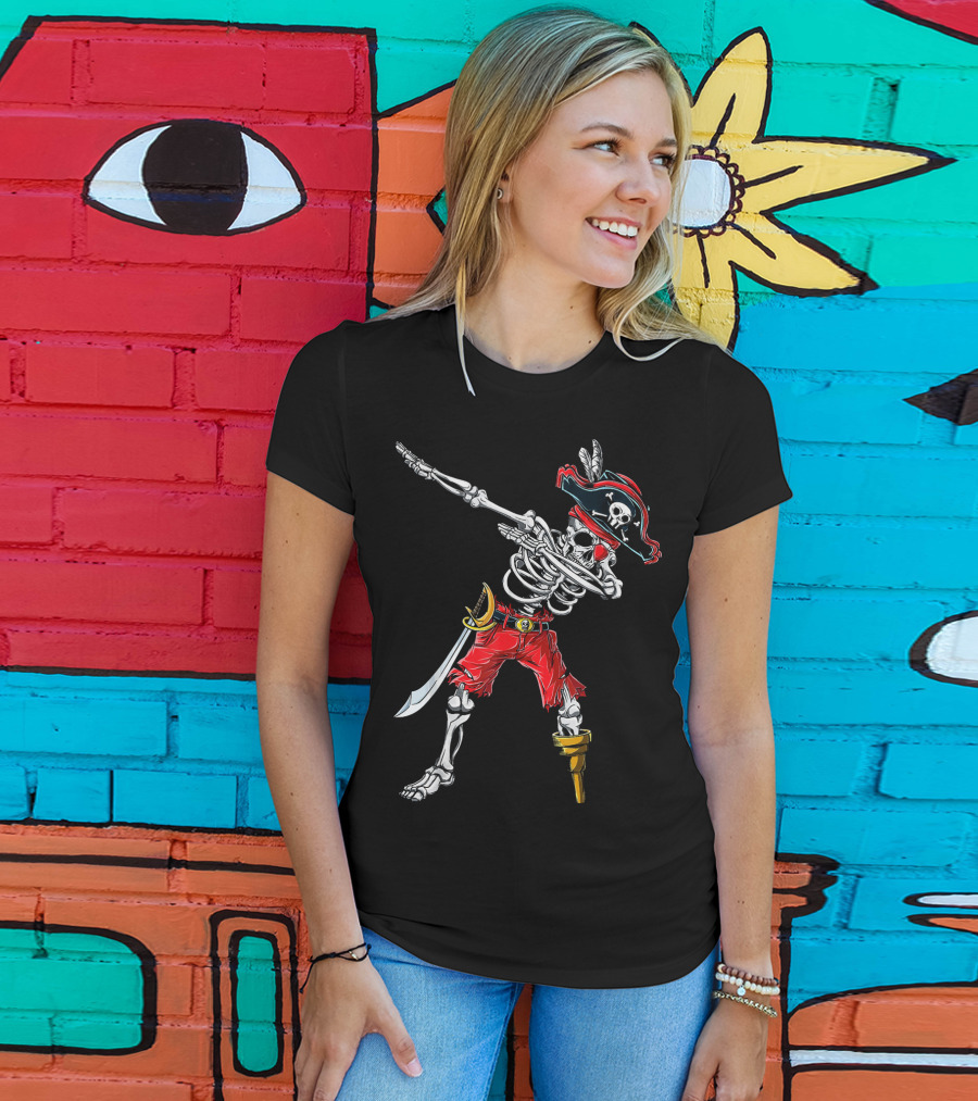 Dabbing Skeleton Pirate Dancing Halloween Kids Jol T-Shirt