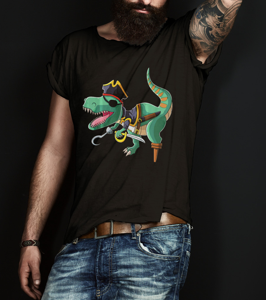 Pirate Rex Dinosaur With Hook And Peg Leg T-Shirt