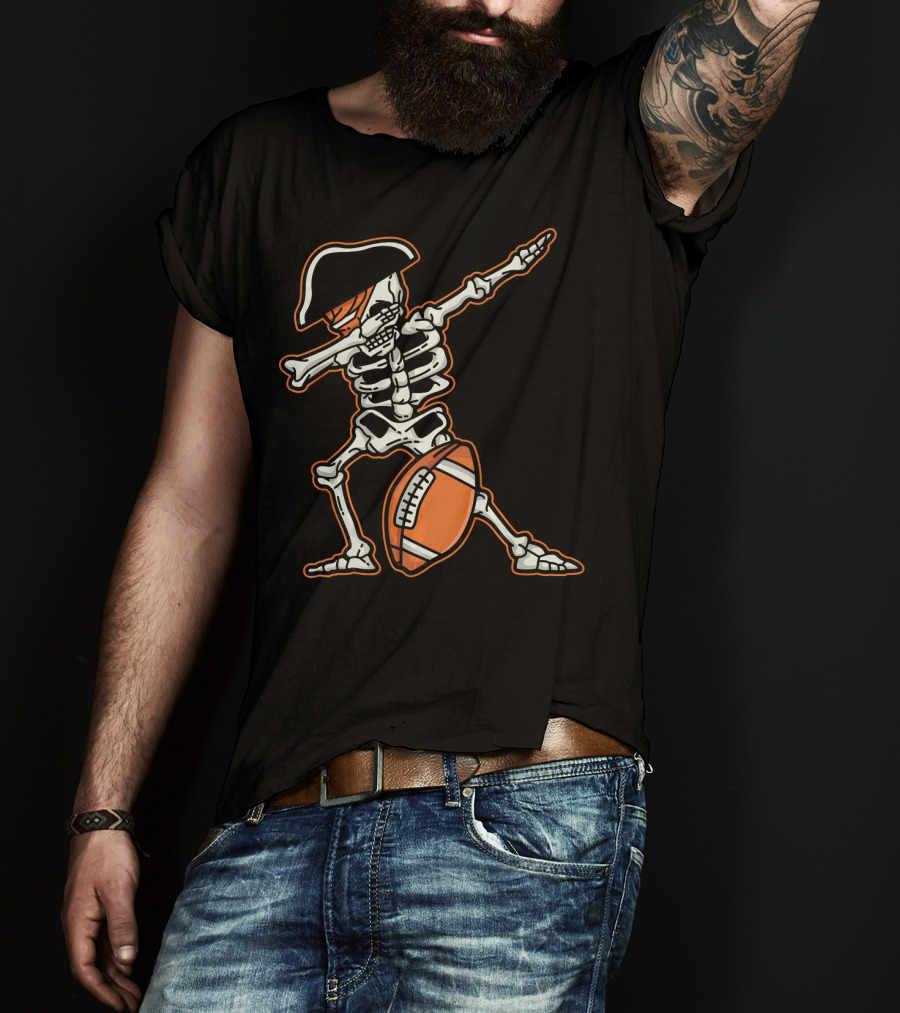 Dabbing Skeleton Pirate With Football Cool T-Shirt