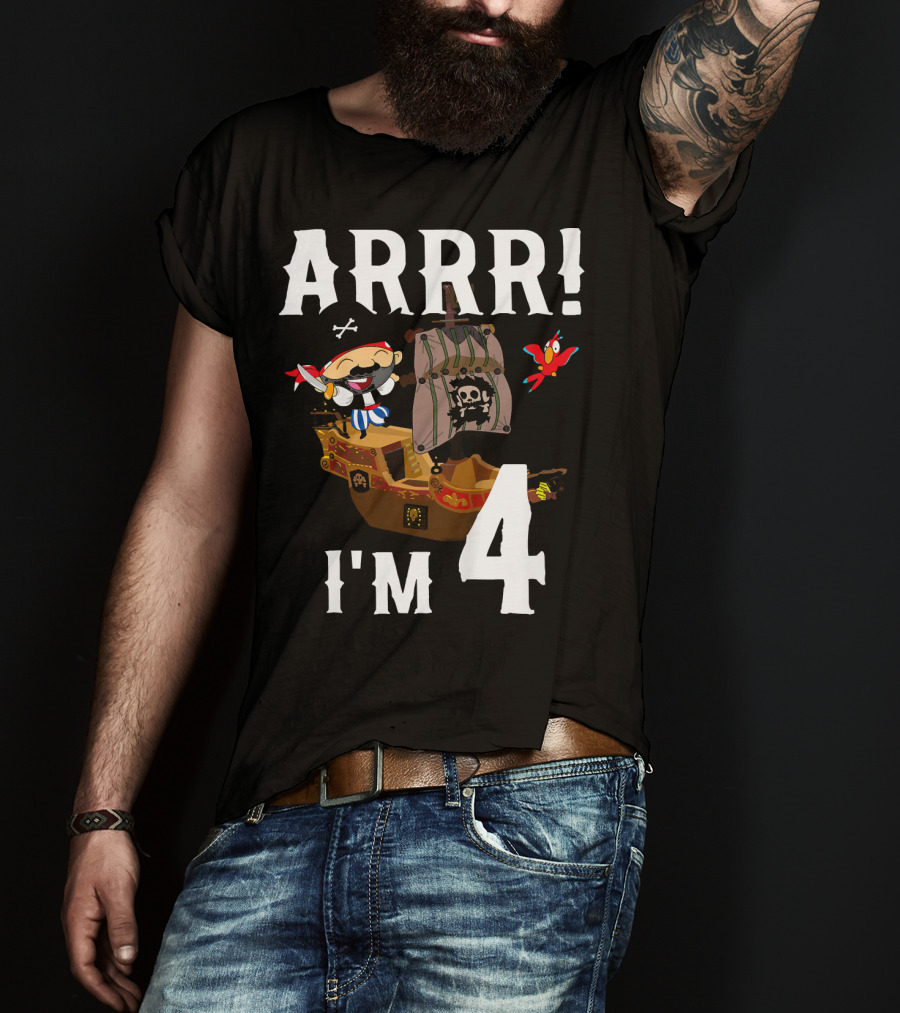 ARRR I'm 4 Pirate Birthday Kids T-Shirt