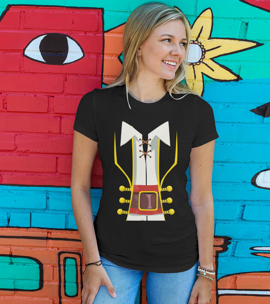 Pirate Buccaneer Halloween Costume Corset Vest Buckle T-Shirt
