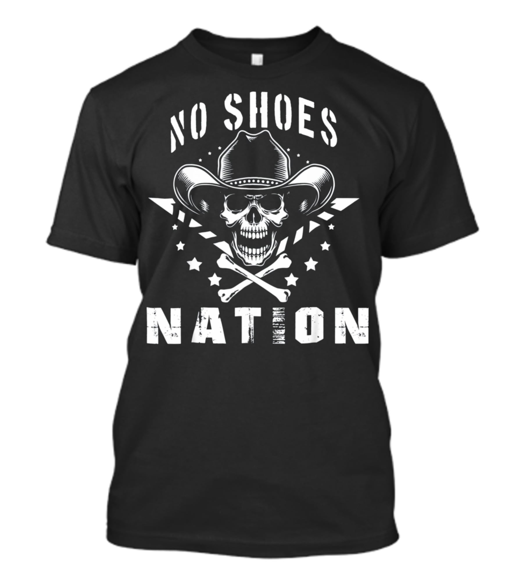 No Shoes Nation Pirate Skull Cowboy Hat Stars And Crossbones T-Shirt