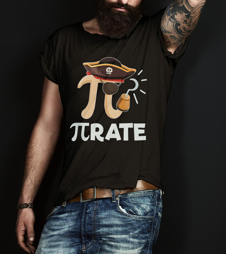 Pi Pirate Pi Day Math Pun Pirate Hat Hook T-Shirt