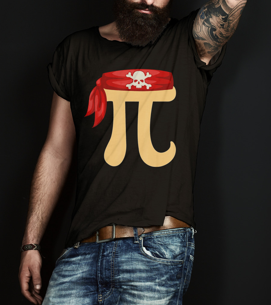 Pirate Pi Skull Crossbones Halloween Costume Math Pie T-Shirt