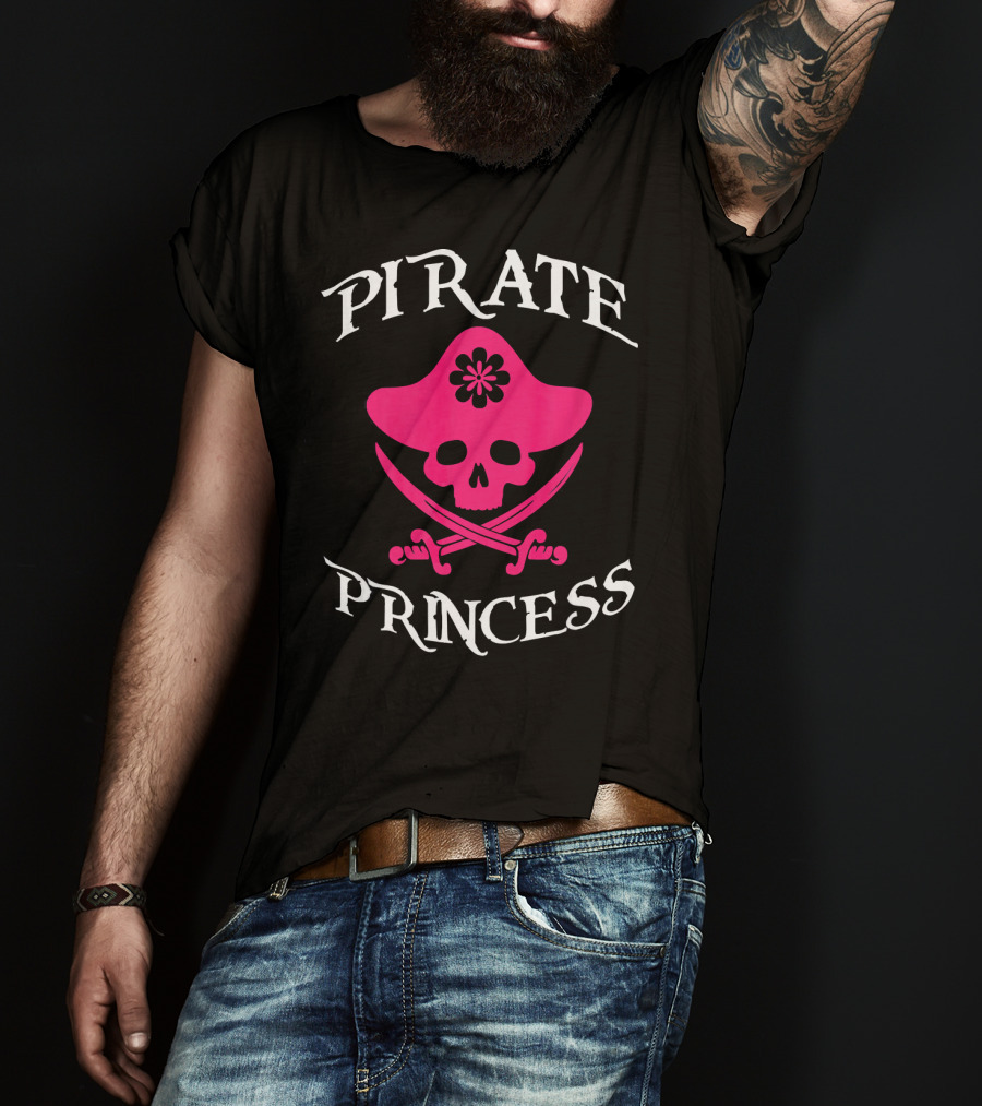 Pirate Princess Pink Skull And Crossed Swords T-Shirt