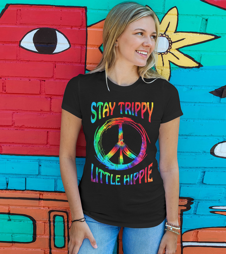 Stay Trippy Little Hippie Vintage Retro Peace T-Shirt