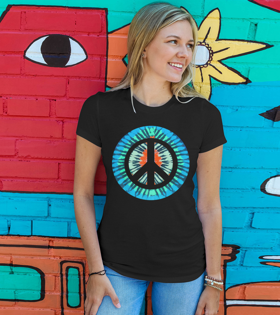 Tie Dye Peace Sign Colorful Retro Psychedelic 60s T-Shirt
