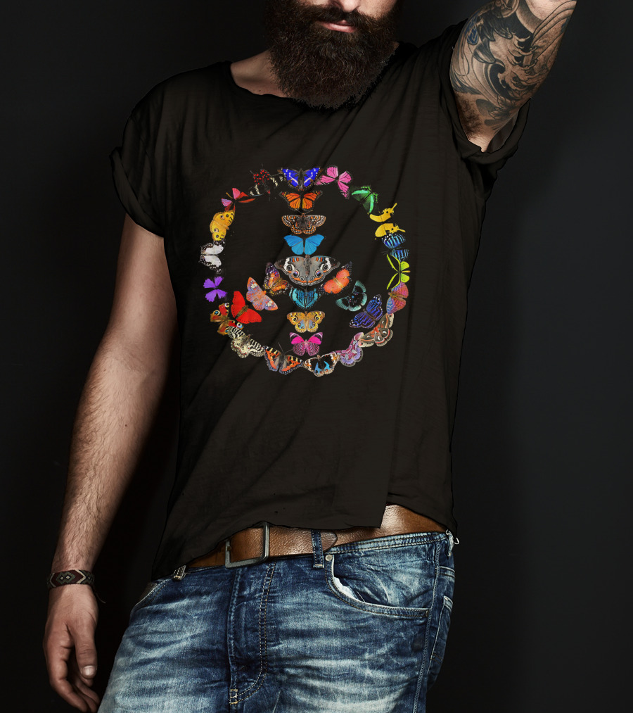 Peace Sign Butterfly Circle Harmony T-Shirt