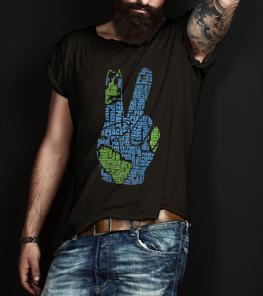 Peace Sign Fingers Hand Earth Love Peace Peace Peace Hippi T-Shirt