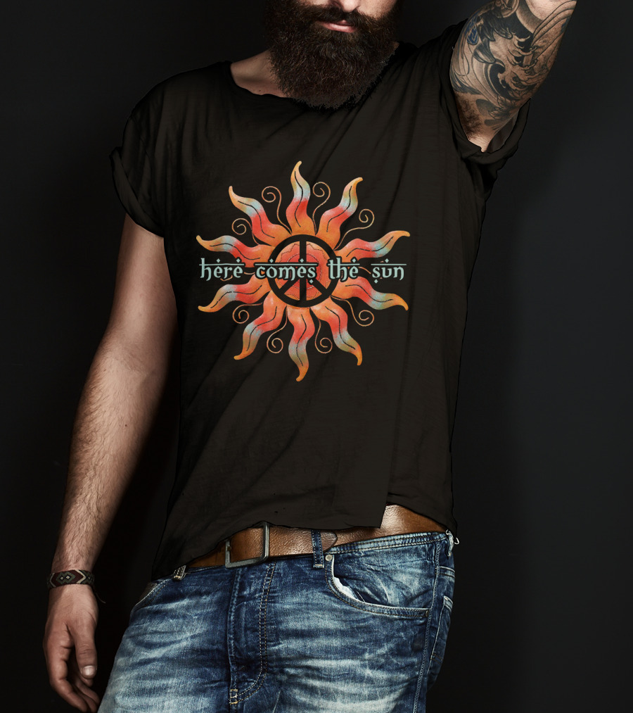 Here Comes The Sun Peace Symbol Sunburst T-Shirt