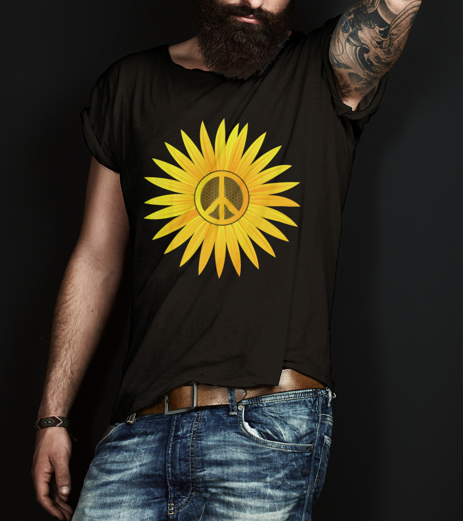 Peace Love Sunflower Cute Sun Hel Sunflower Peace T-Shirt
