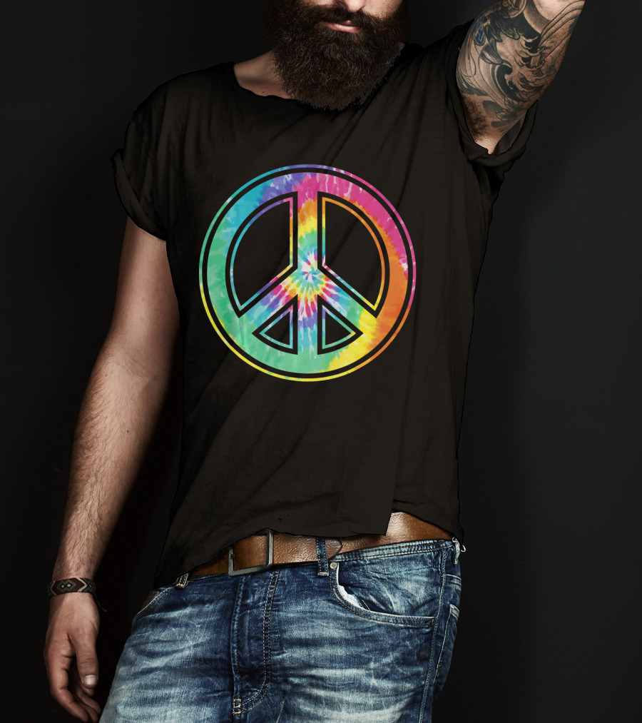 Tie Dye Peace Sign Rainbow Colors T-Shirt