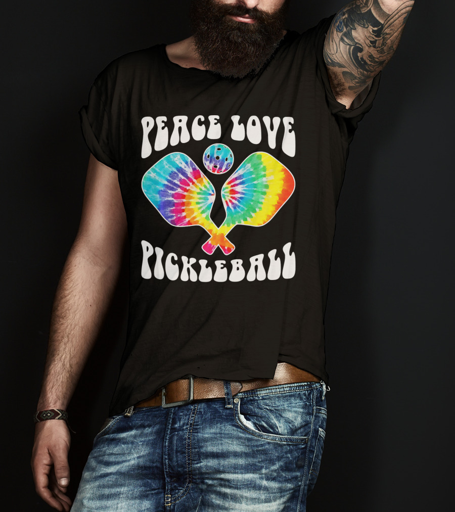Peace Love Pickleball Vintage Tie Dye Paddles T-Shirt