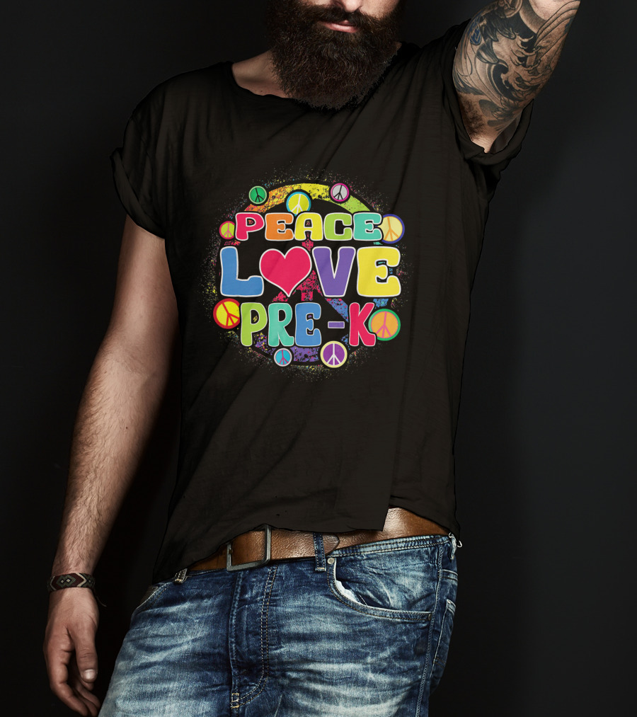 Peace Love Pre-K Rainbow Peace Signs T-Shirt