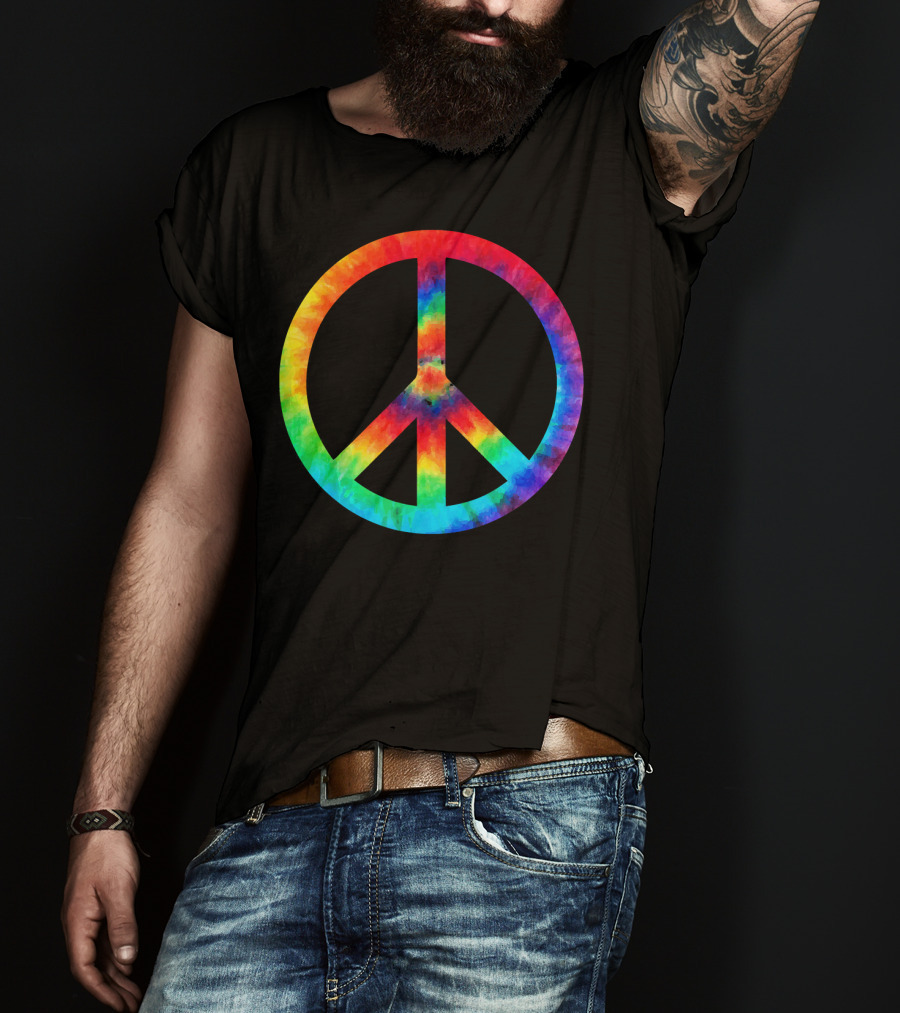 PEACE SIGN Tie Dye Rainbow Hippies T-Shirt