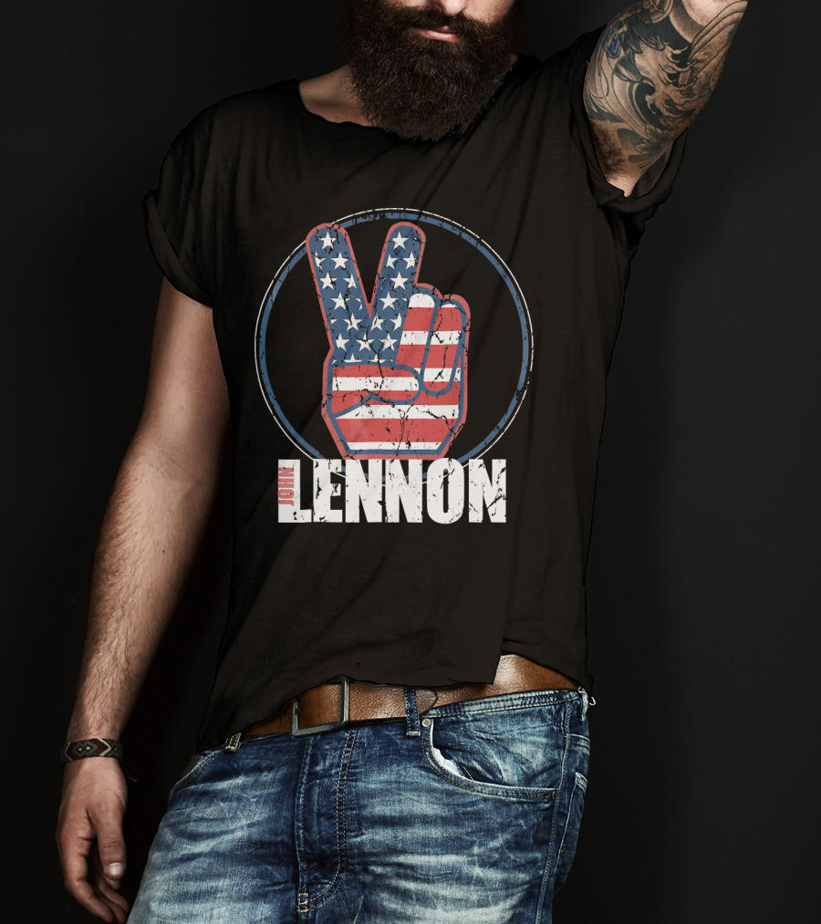 John Lennon Red White Blue Peace American Flag Victory T-Shirt
