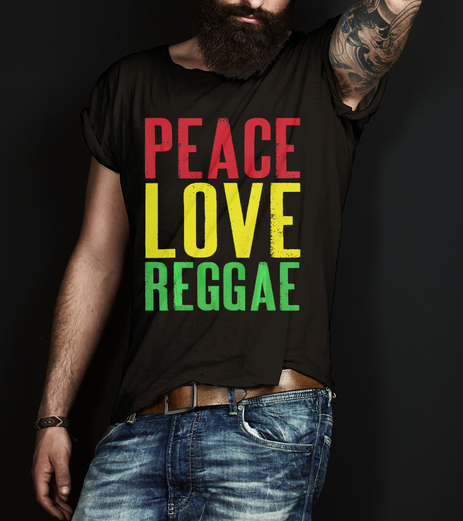 Peace Love Reggae Jamaican Colors T-Shirt