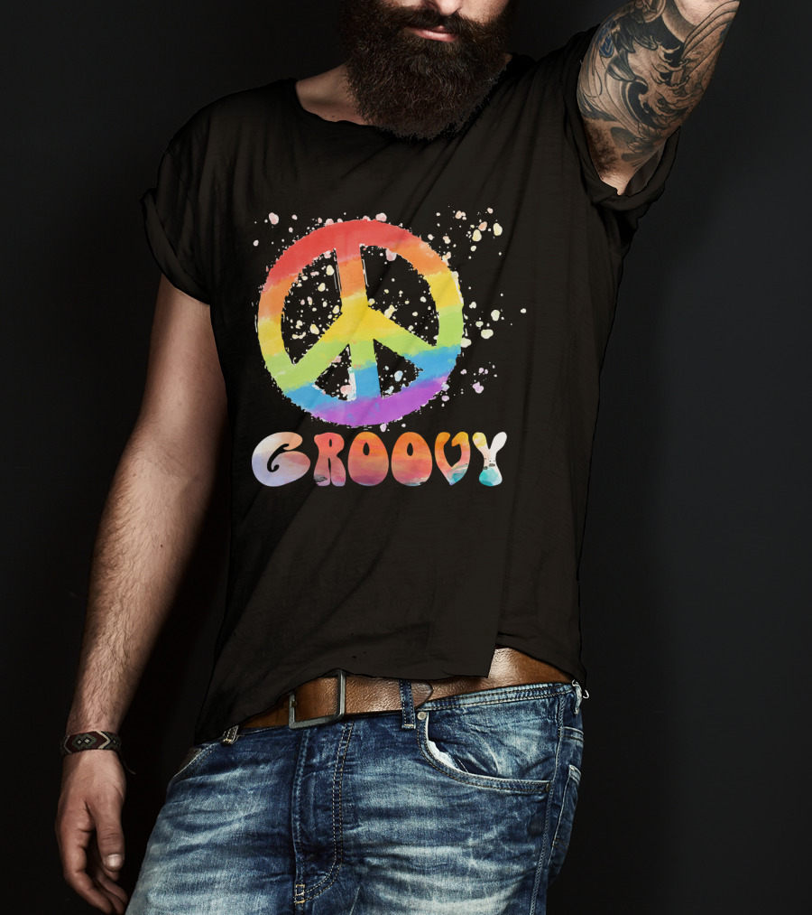 Peace Sign Groovy Retro 60s 70s Rainbow Psychedelic T-Shirt