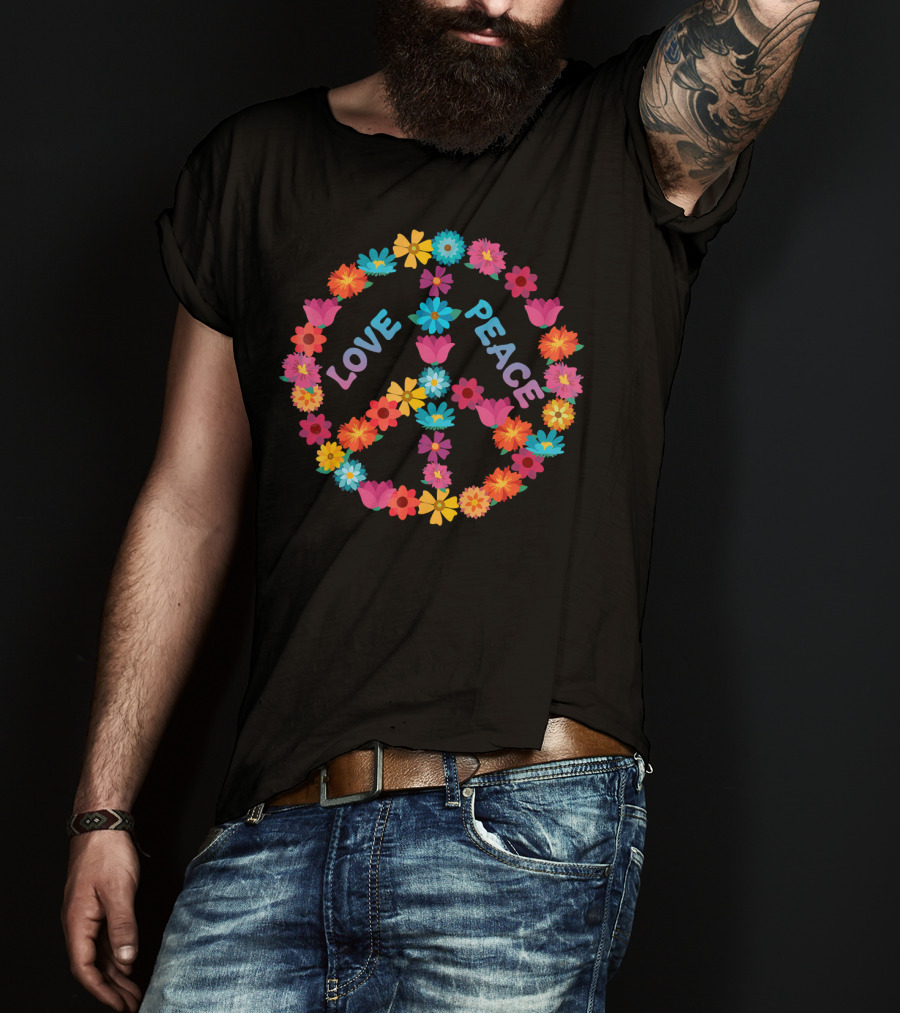 Love Peace Flower Vintage Sign T-Shirt