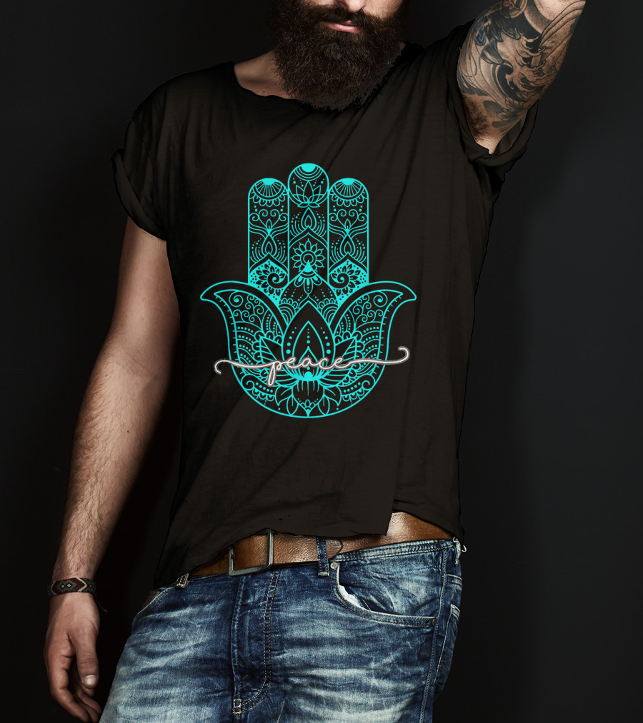Peace Hamsa Mandala Yoga Gym T-Shirt