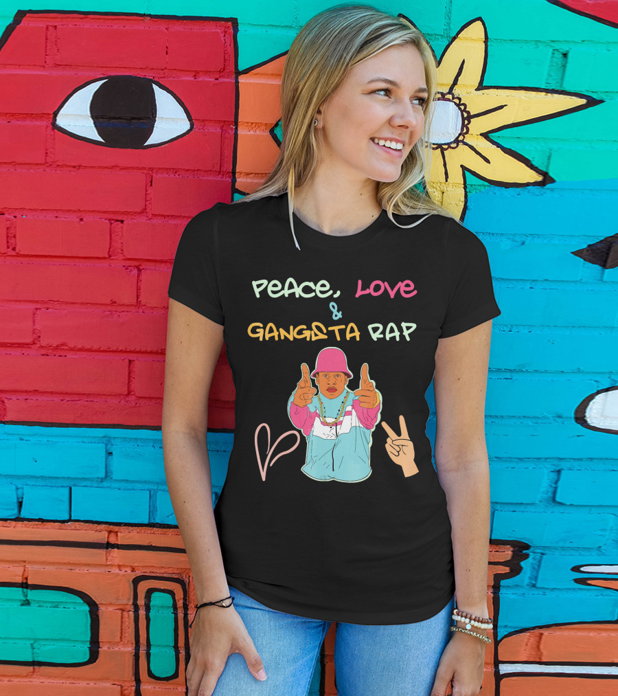 Peace Love And Gangsta Rap Hippy Hiphop Unis T-Shirt