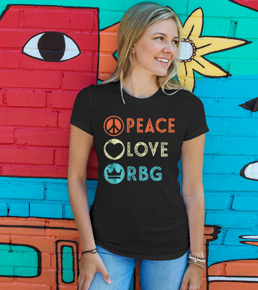 Peace Love RBG Ruth Bader Ginsburg Crown T-Shirt