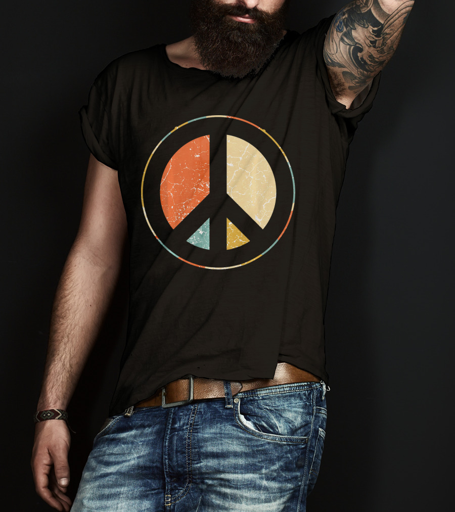 Peace Symbol Retro Tie Dye 60s 70s Hippie T-Shirt
