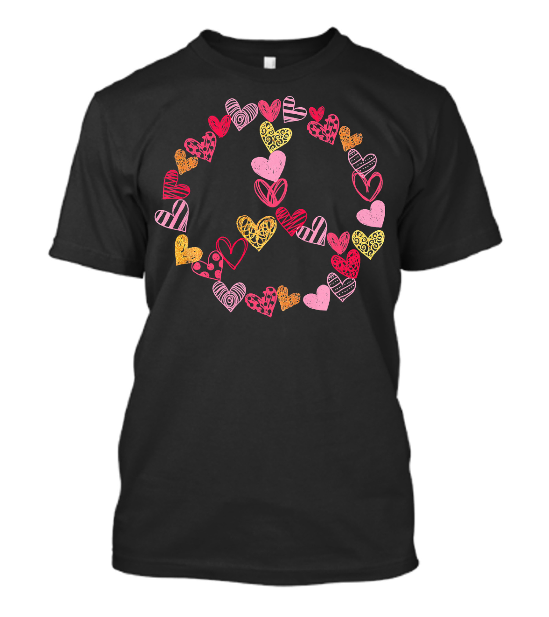 Heart Peace Sign Valentine Pattern Love Hearts T-Shirt