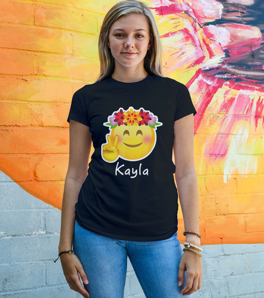 Kayla Hippie Flower Power Peace Sign Emoticon T-Shirt
