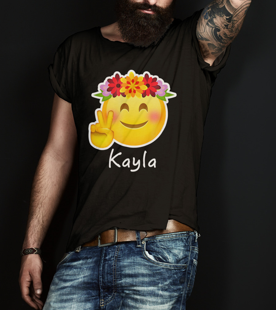 Kayla Hippie Flower Power Peace Sign Emoticon T-Shirt