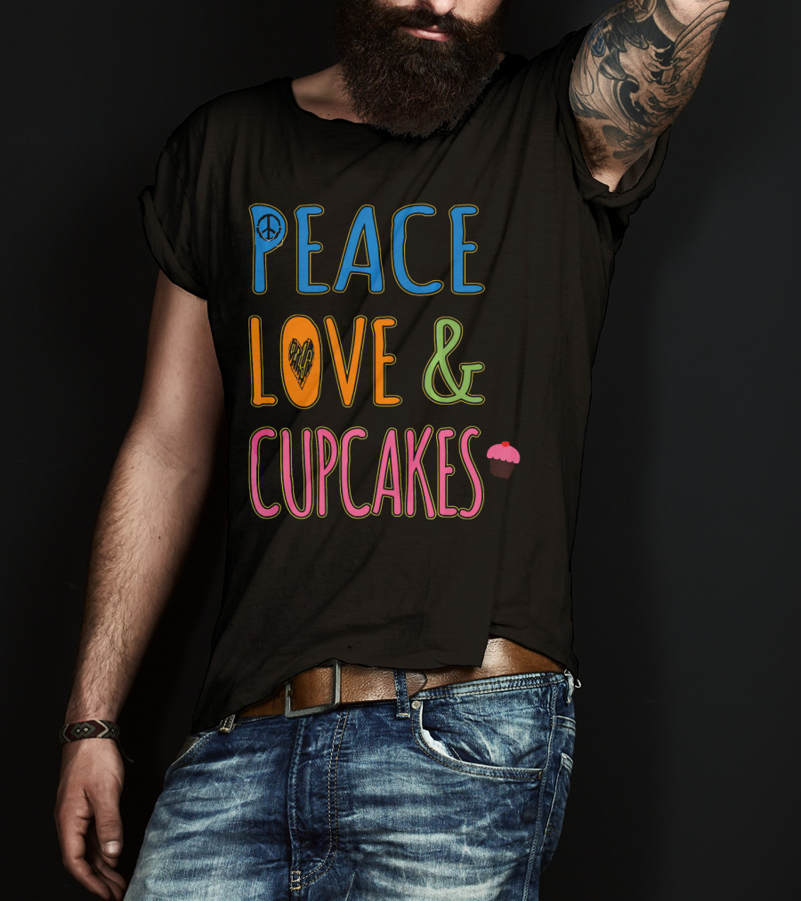 Peace Love And Cupcakes With Pink Frosting Cupcake T-Shirt