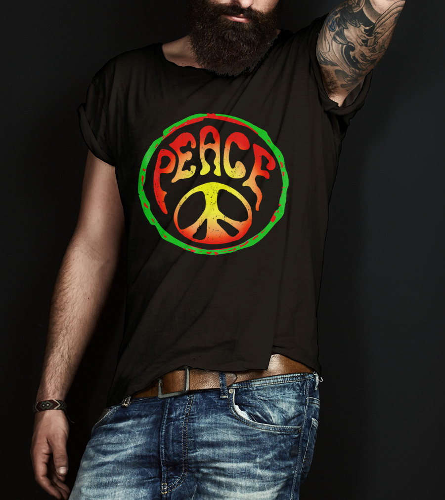 Rasta Peace Sign 60s Hippie T-Shirt