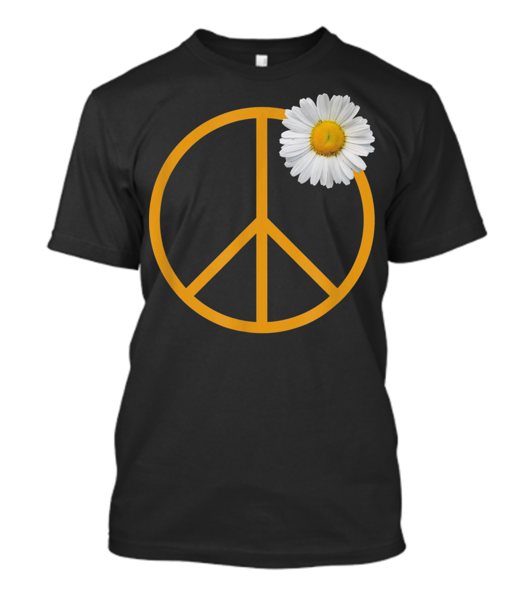 Peace Sign Yellow Outline White Daisy Flower Boho Hip T-Shirt