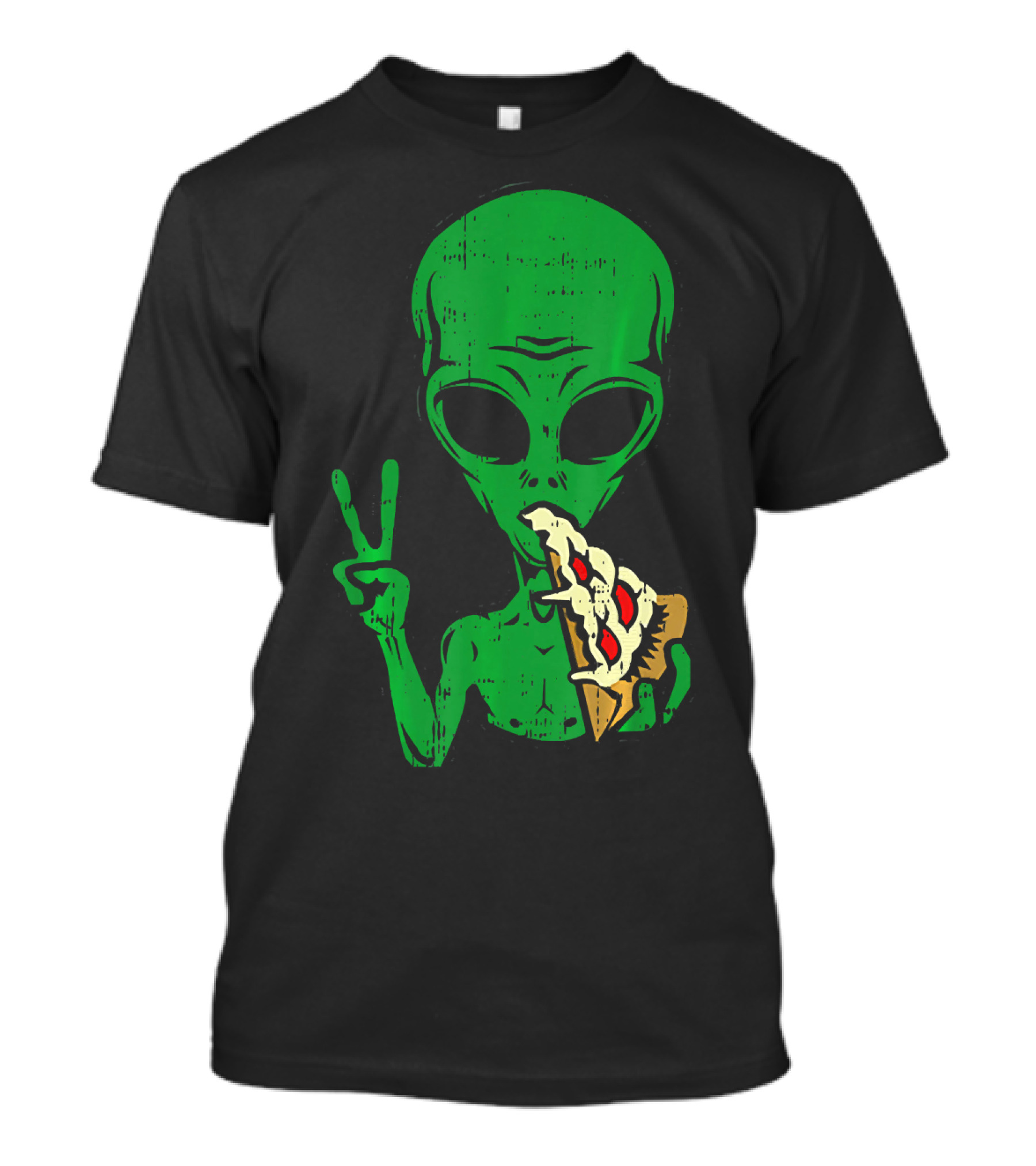 Alien Pizza Eating Peace Funny Space Are T-Shirt