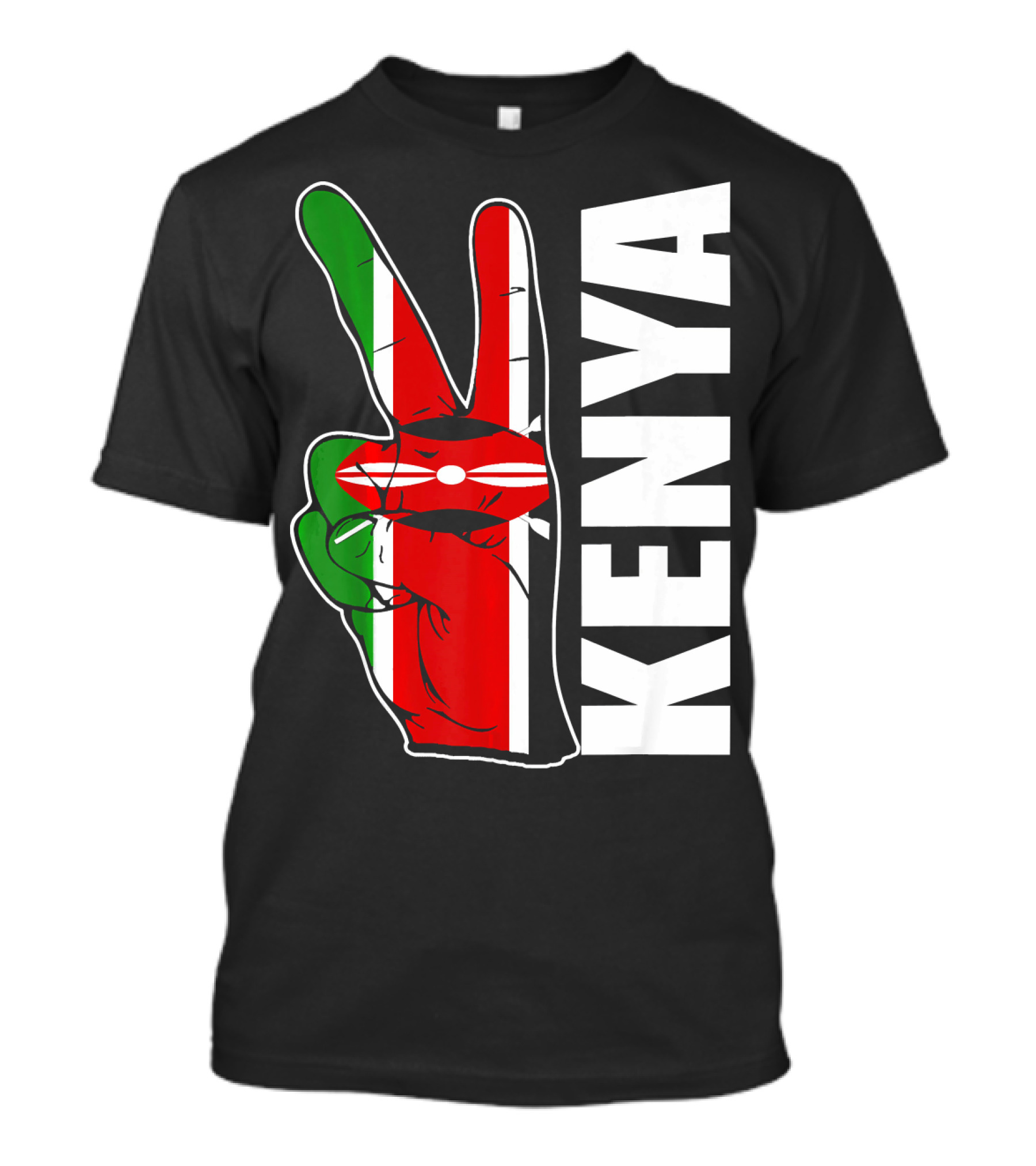 Kenyan Pride Peace Sign In Kenya Flag Colors With Kenya Text T-Shirt