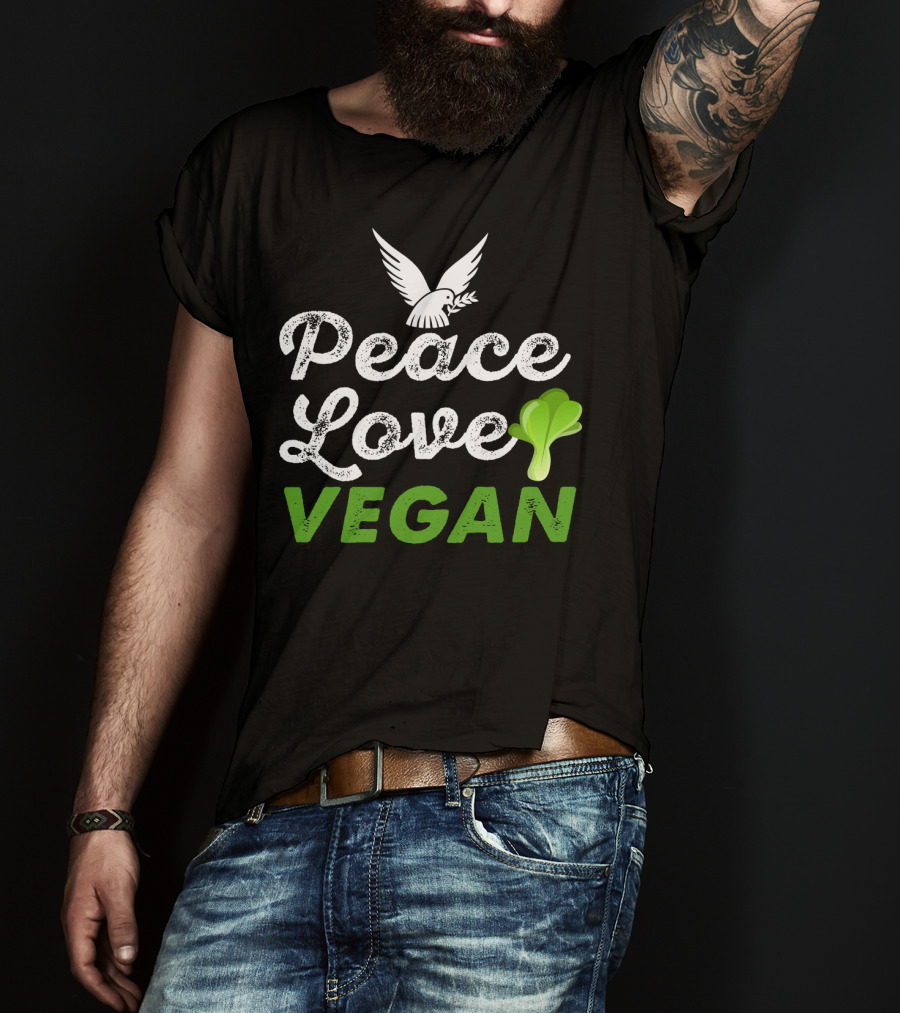 Peace Love Vegan Dove Leaf T-Shirt