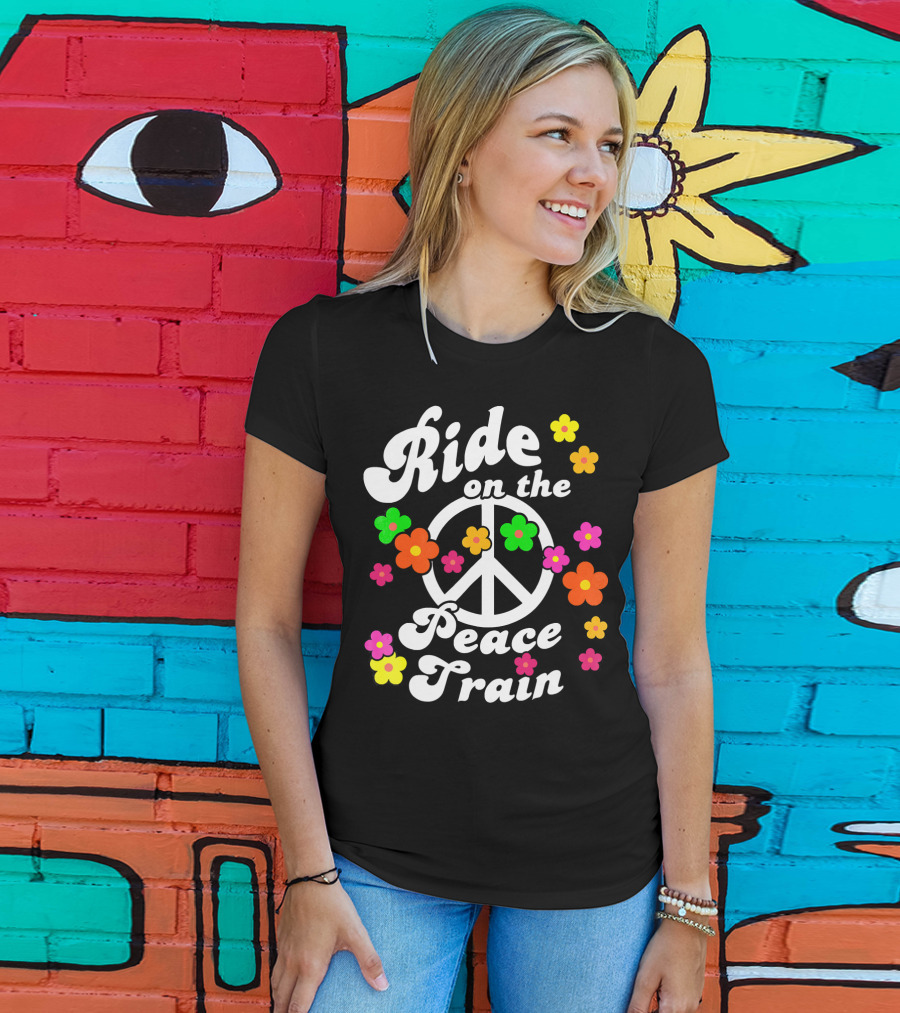 Ride On The Peace Train Flower Power T-Shirt