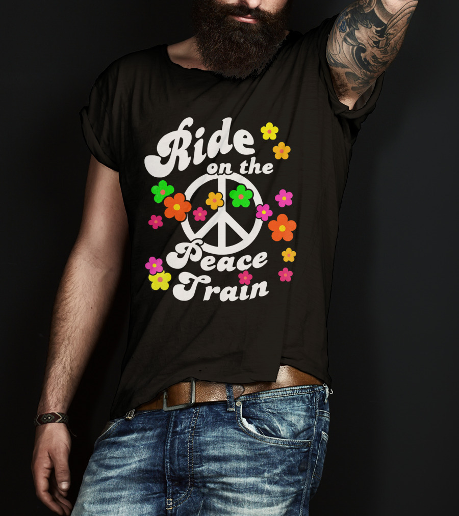 Ride On The Peace Train Flower Power T-Shirt