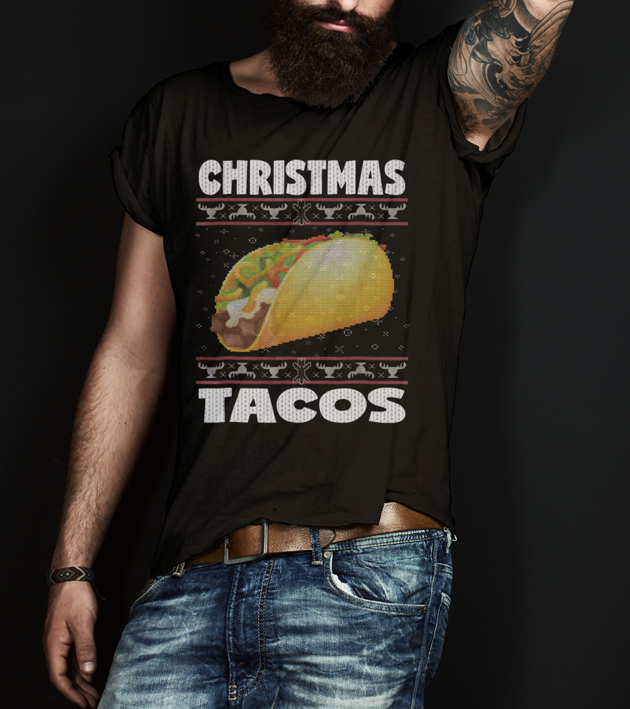 Christmas Tacos Ugly Sweater Funny Holiday T-Shirt