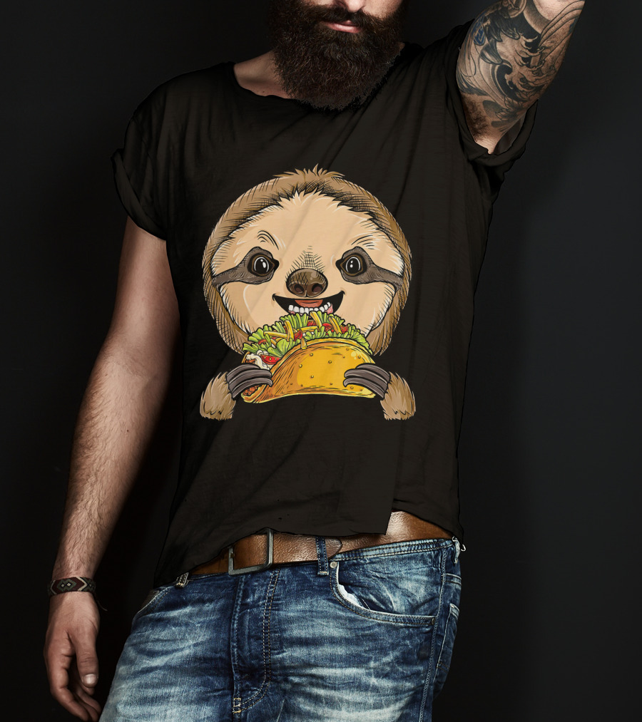 Sloth Taco Animal Tacos Lover Me Cute Sloth Eating Tacos T-Shirt