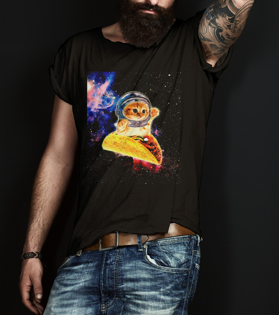 Crazy Space Taco Cat Astronaut Galaxy Adventure T-Shirt