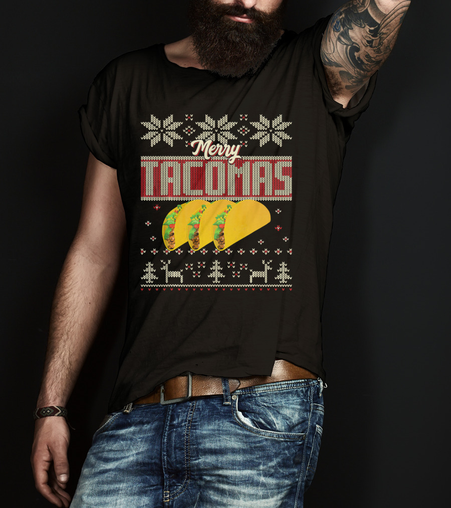 Merry Tacomas Ugly Christmas Sweater Taco Knit T-Shirt