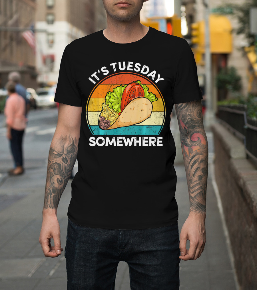 It's Tuesday Somewhere Vintage Taco Retro Stripes T-Shirt