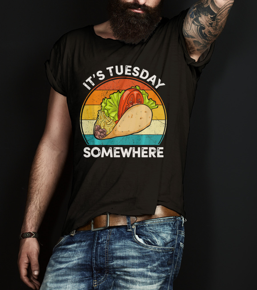 It's Tuesday Somewhere Vintage Taco Retro Stripes T-Shirt