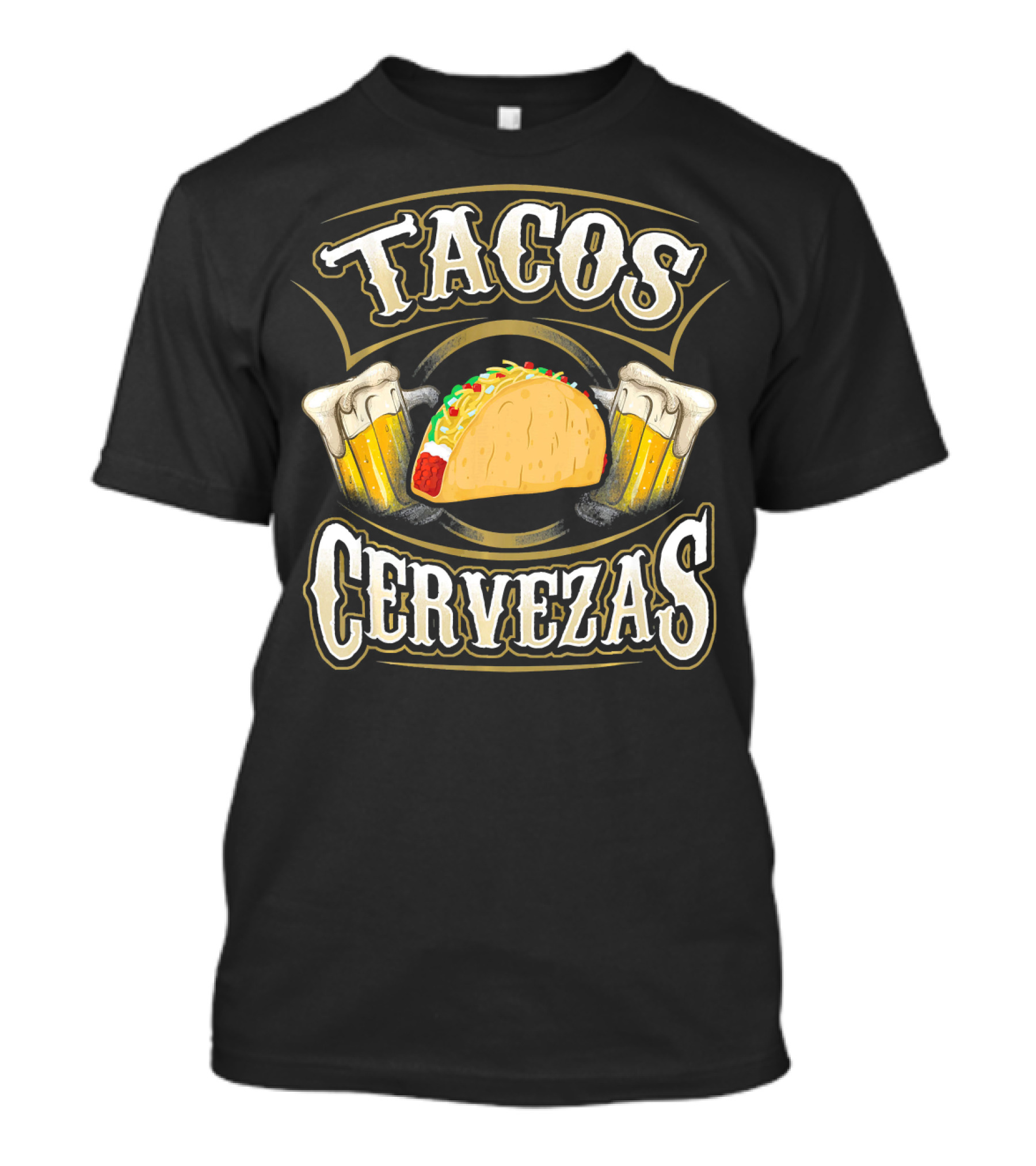 Tacos Cervezas With Taco And Beer Glasses T-Shirt