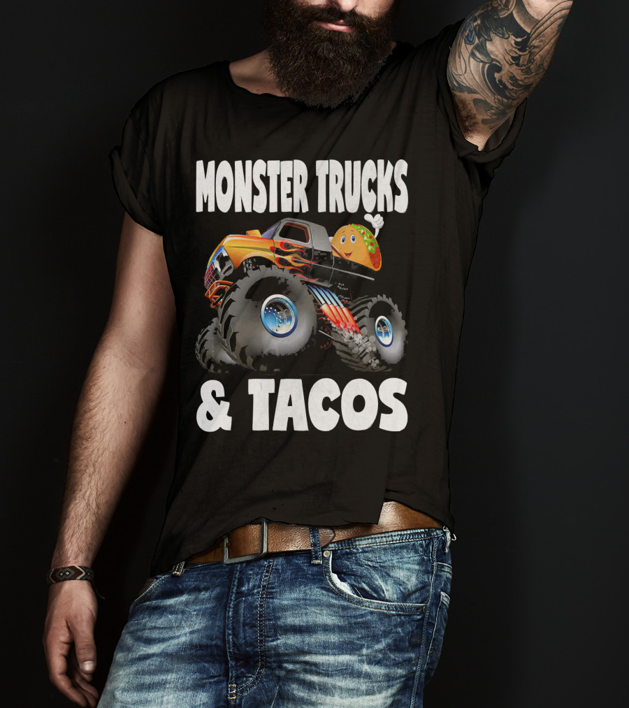Monster Trucks And Tacos Funny Cute Taco Truck Adventure T-Shirt