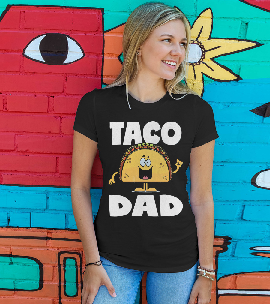 Taco Dad Funny Vintage Tacos Fathers Cartoon T-Shirt