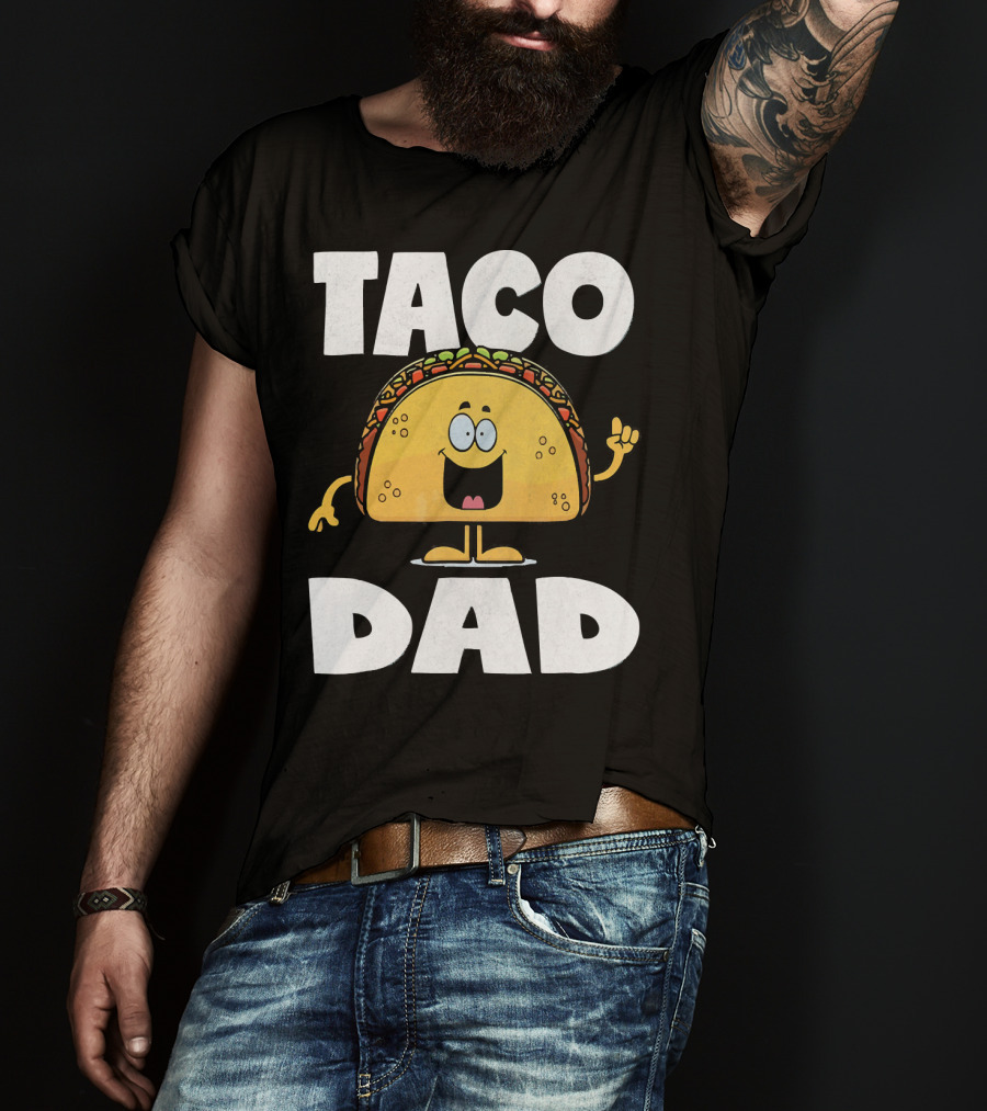 Taco Dad Funny Vintage Tacos Fathers Cartoon T-Shirt