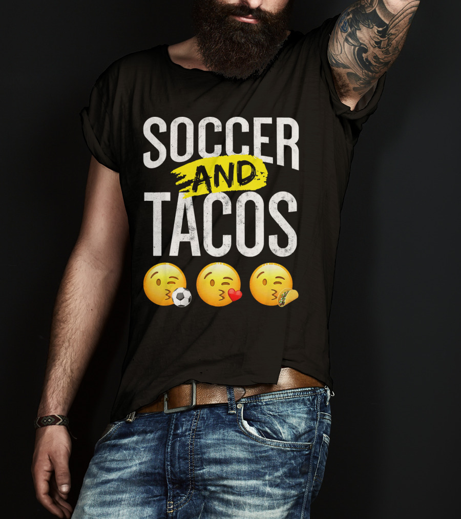 Soccer And Tacos Emoji Soccer Heart Tacos Emoji T-Shirt