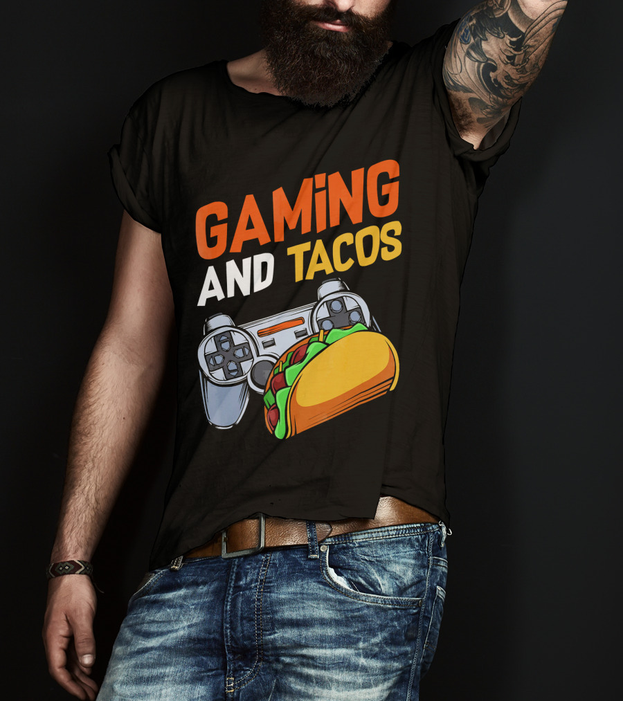 Gaming And Tacos Food Gaming Controller Fun T-Shirt